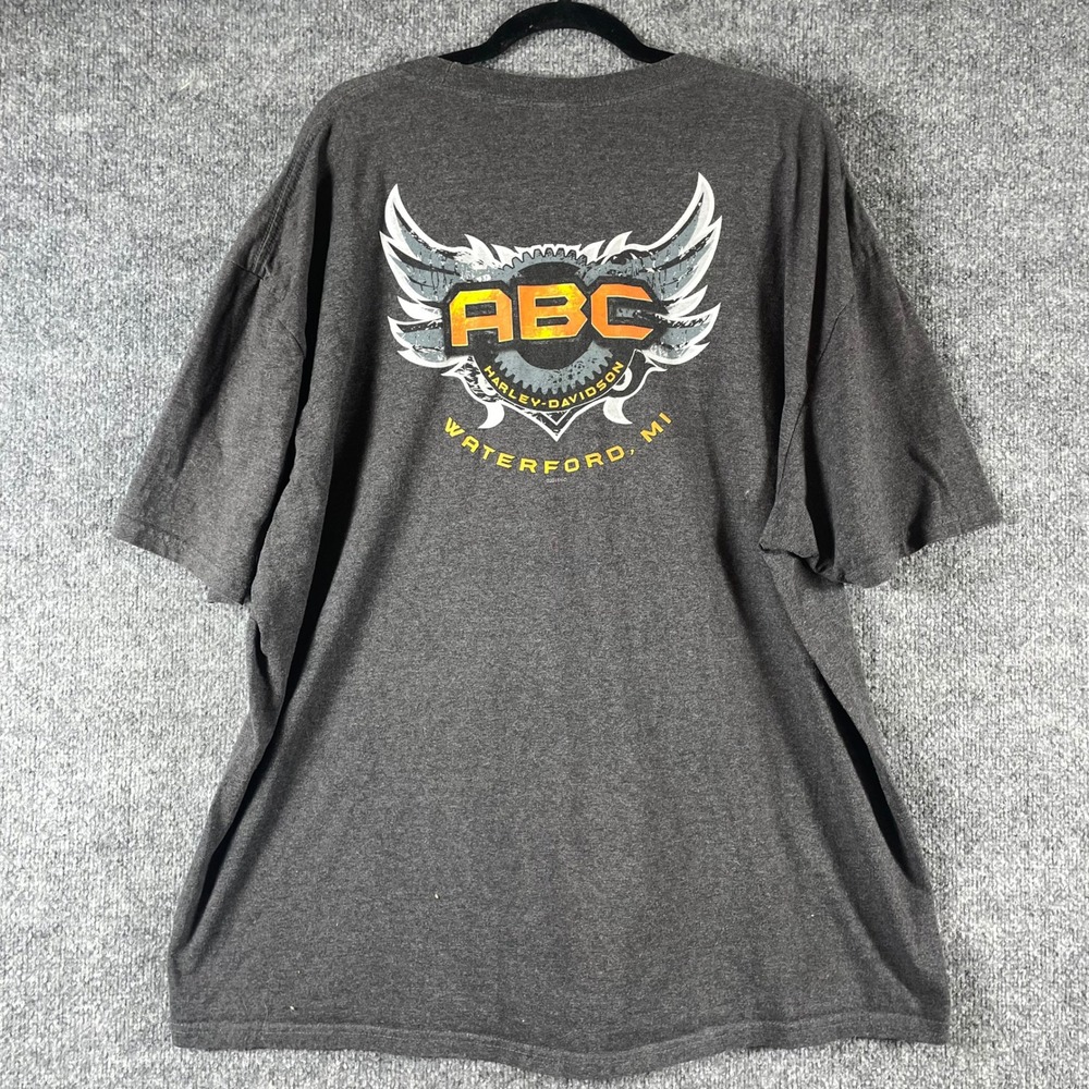 Harley Davidson T Shirt Mens 3XL Gray ABC Michigan Pocket Tee Biker Short Sleeve